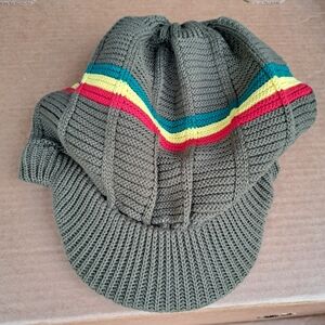 Knit Beenie with Colorful Stripes